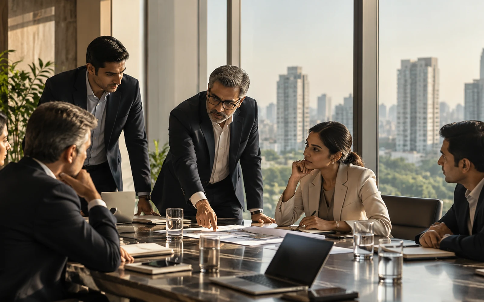 Senior leaders in a focused strategy discussion